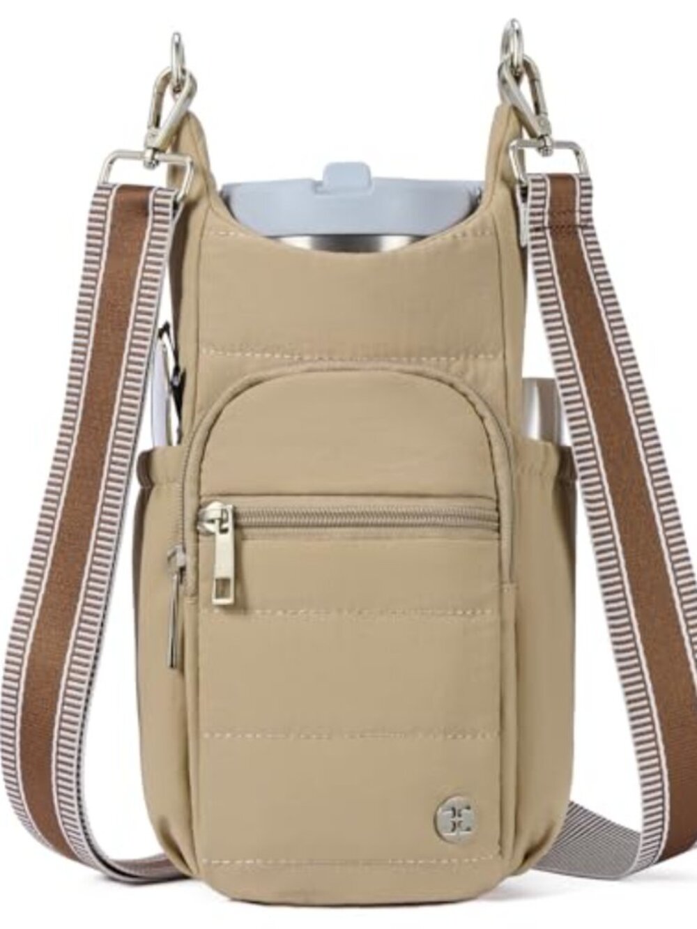 Water Bottle Holder Crossbody Bag with Phone Pocket Adjustable Strap